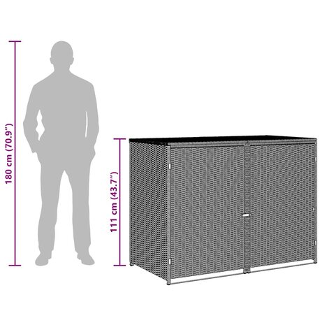 Containerberging dubbel 148x77x111 cm poly rattan antraciet