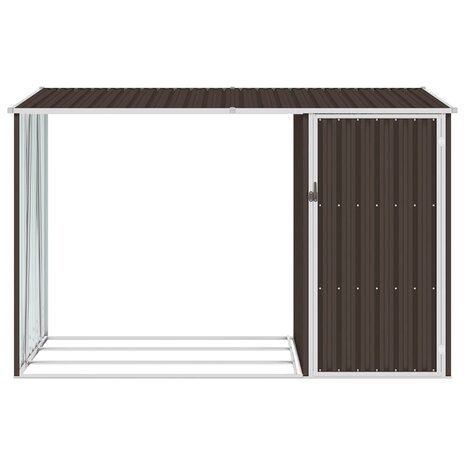 Brandhoutschuur 245x98x159 cm gegalvaniseerd staal bruin