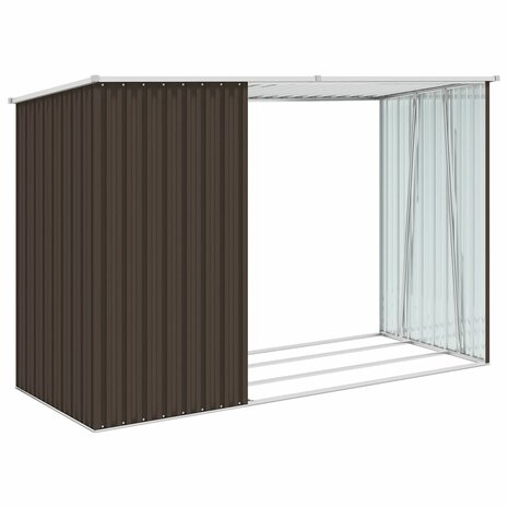 Brandhoutschuur 245x98x159 cm gegalvaniseerd staal bruin
