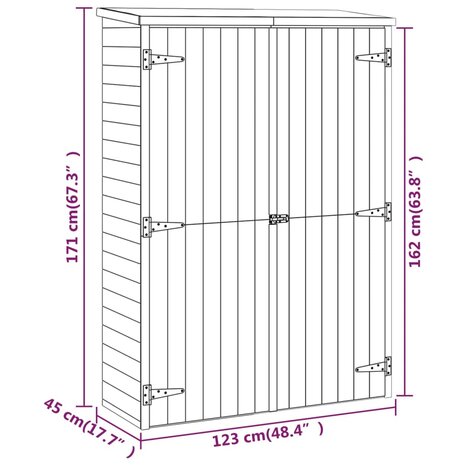 Tuinschuur 123x45x171 cm geïmpregneerd massief grenenhout