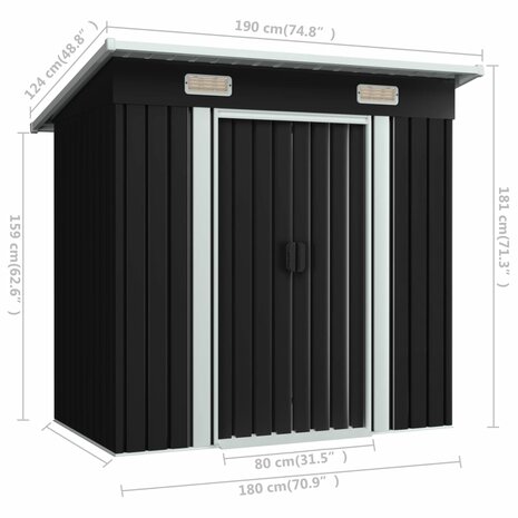Tuinschuur staal antraciet