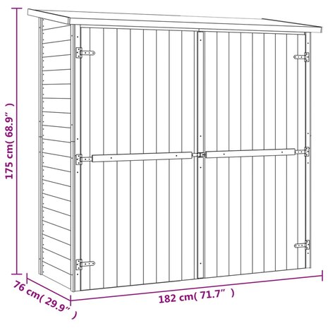 Tuinschuur 182x76x175 cm geïmpregneerd grenenhout