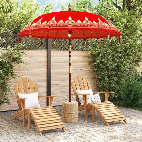 Balinese Parasol Rood (210-220) x 260 cm Katoen en massief hout