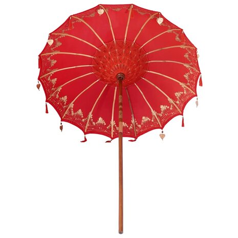 Balinese Parasol Rood (180-190) x 260 cm Katoen en massief hout
