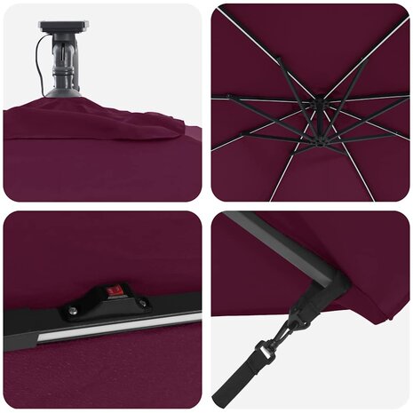 Cantilever Banana Parasol Bordeauxrood 294 x 294 x 248 cm
