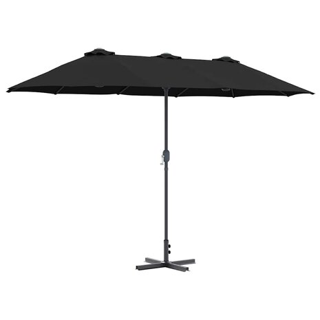 Tuinparasol Zwart 370 x 197 x 239 cm Poedergecoat staal