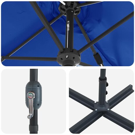 Tuinparasol Blauw 370 x 197 x 239 cm Poedergecoat staal