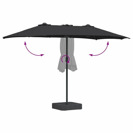 Tuinparasol Zwart 385 x 209 x 244 cm Stof