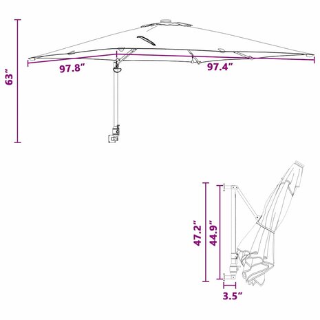 Tuinparasol Zand 248.5 x 247.5 x 160 cm Stof