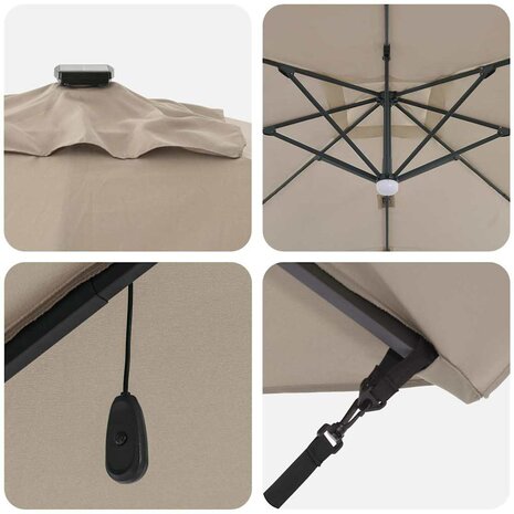 Cantilever Roma parasol Taupe en Zwart 352 x 251 x 265 cm