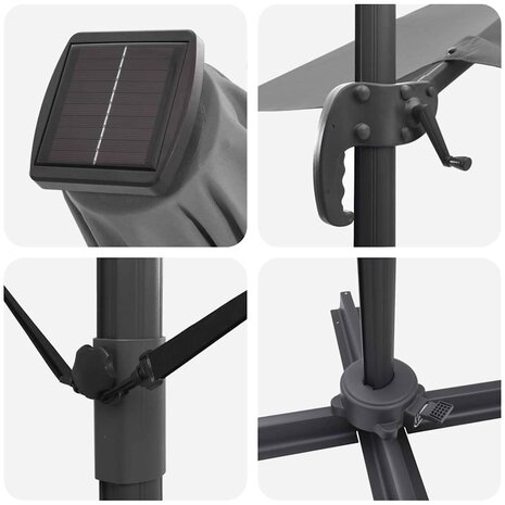 Cantilever Roma parasol Antraciet en Zwart 352 x 251 x 265 cm