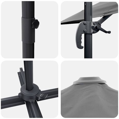 Cantilever Roma parasol Antraciet en Zwart 352 x 251 x 260 cm