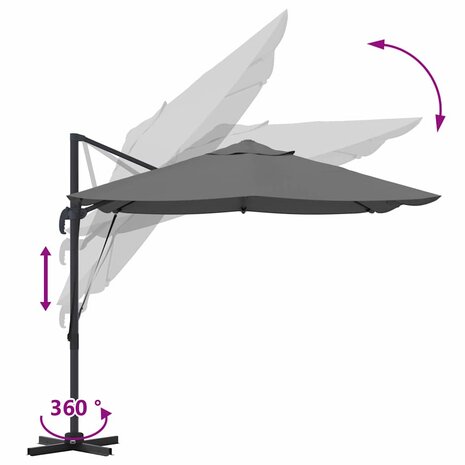 Cantilever Roma parasol Antraciet en Zwart 352 x 251 x 260 cm
