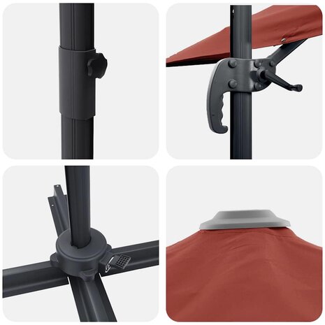 Cantilever Roma parasol Rood en Zwart 352 x 251 x 260 cm