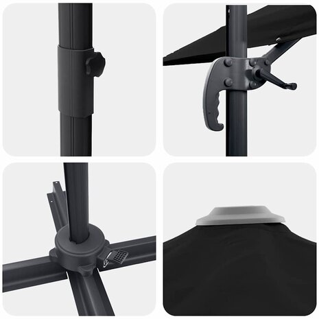 Cantilever Roma parasol Zwart en Zwart 352 x 251 x 260 cm