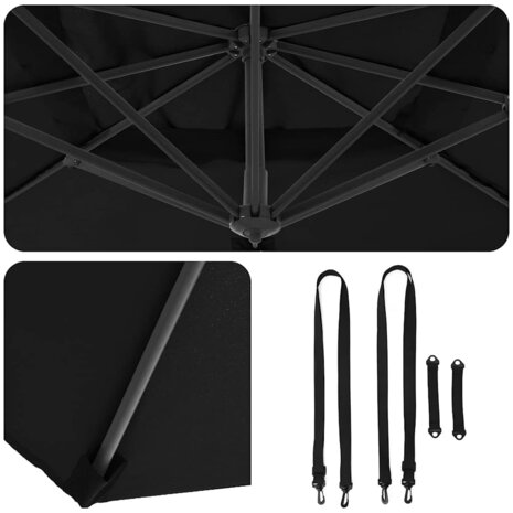 Cantilever Roma parasol Zwart en Zwart 352 x 251 x 260 cm