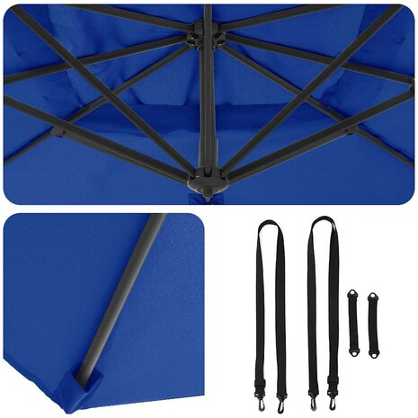 Cantilever Roma parasol Blauw en Zwart 352 x 251 x 260 cm