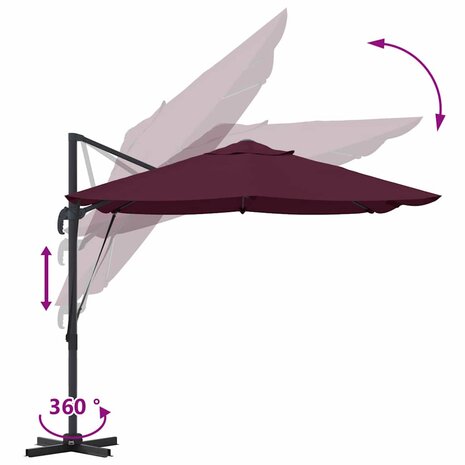 Cantilever Roma parasol Rood en Zwart 352 x 251 x 260 cm