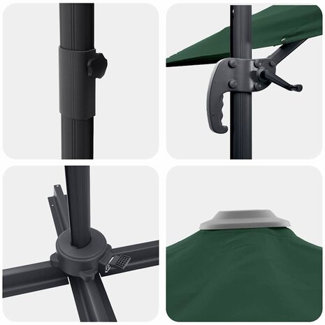 Cantilever Roma parasol Groen en Zwart 352 x 251 x 260 cm