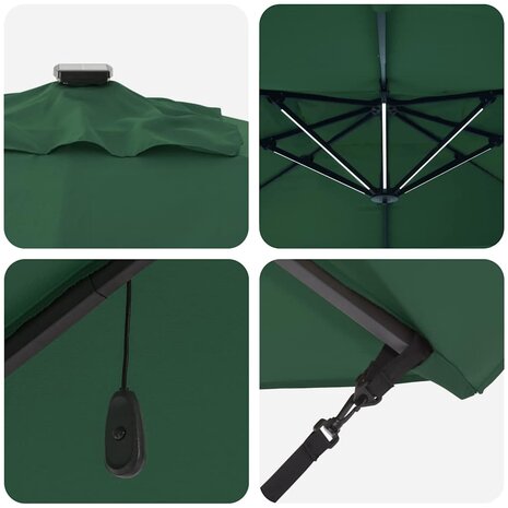 Cantilever Roma parasol Groen en Zwart 352 x 251 x 265 cm