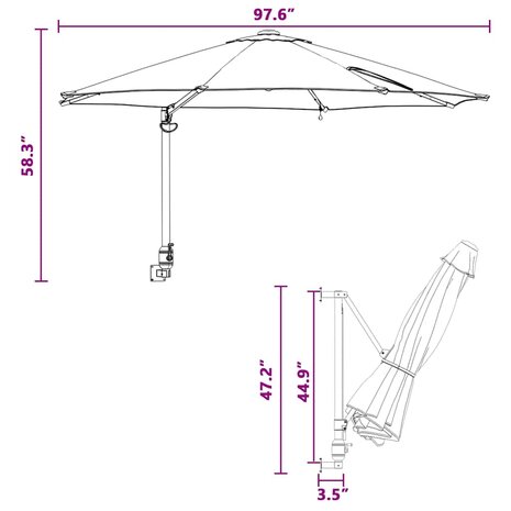 Tuinparasol Blauw en Zwart 248 x 248 x 148 cm