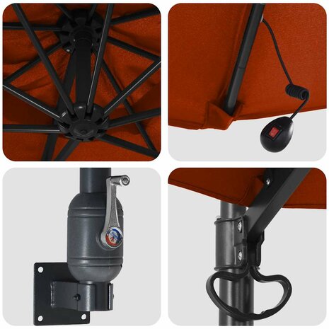 Tuinparasol Rood en Zwart 248 x 248 x 148 cm Polyester en staal