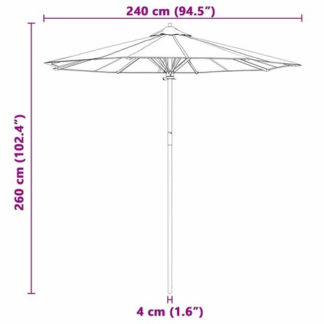 Tuinparasol Crèmewit 240 x 240 x 260 cm Bamboe