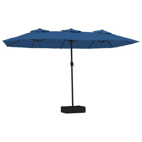 Parasol dubbel dak met LED 449x265 cm azuurblauw