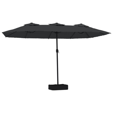 Parasol dubbel dak met LED 449x265 cm zwart
