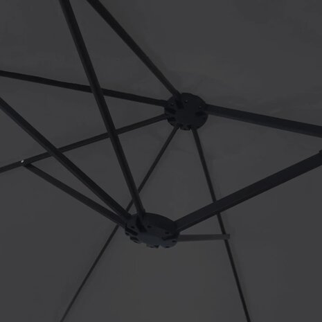 Parasol dubbel dak met LED 449x265 cm zwart