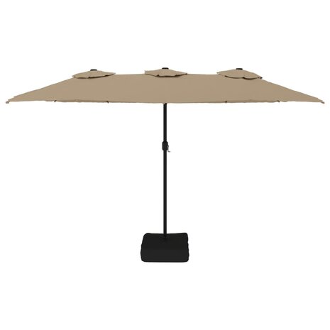 Parasol dubbel dak met LED 449x265 cm taupe