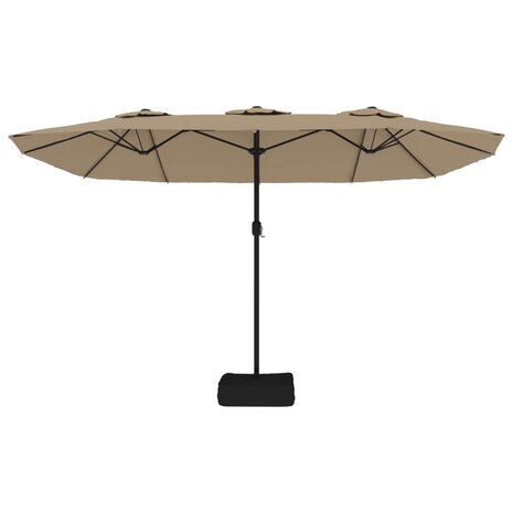 Parasol dubbel dak met LED 449x265 cm taupe