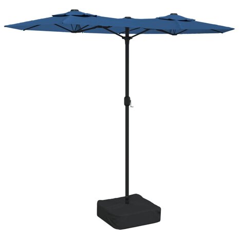 Parasol dubbel dak met LED 316x145 cm azuurblauw