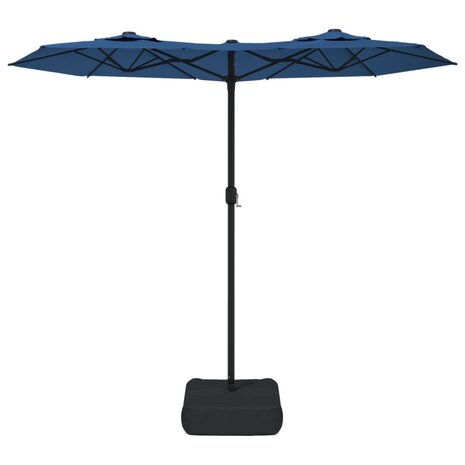 Parasol dubbel dak met LED 316x145 cm azuurblauw
