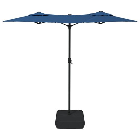 Parasol dubbel dak met LED 316x145 cm azuurblauw