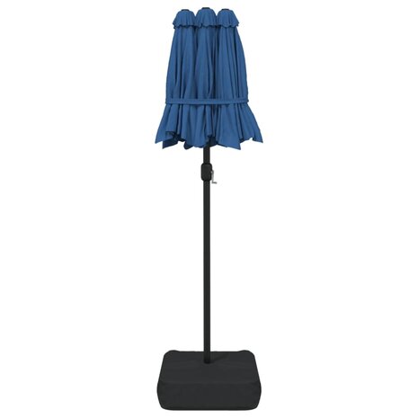 Parasol dubbel dak met LED 316x145 cm azuurblauw