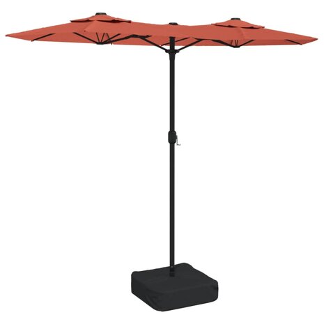 Parasol dubbel dak met LED's 316x145 cm terracottakleurig
