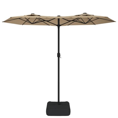 Parasol dubbel dak met LED's 316x145 cm taupe