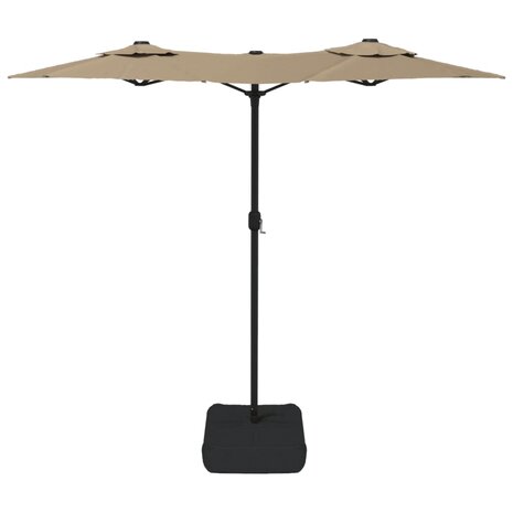 Parasol dubbel dak met LED's 316x145 cm taupe