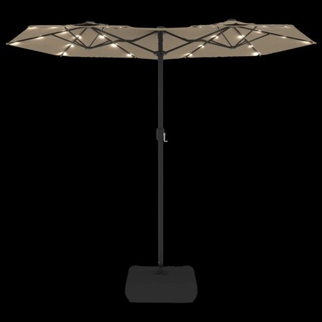 Parasol dubbel dak met LED's 316x145 cm taupe