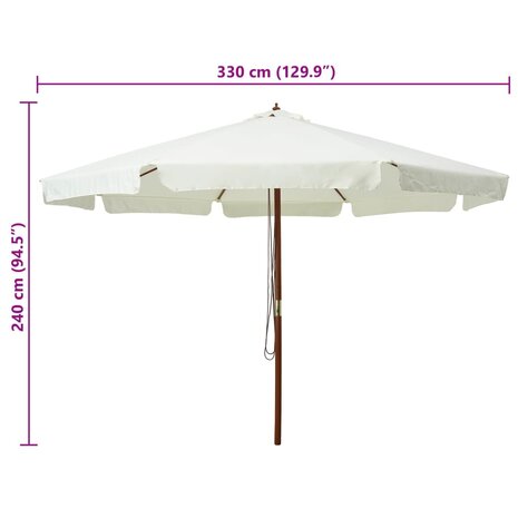 Parasol met houten paal 330 cm zandwit