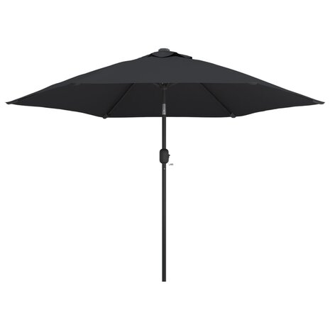 Parasol met LED-verlichting en stalen paal 300 cm zwart