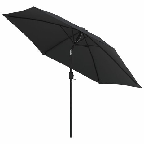 Parasol met LED-verlichting en stalen paal 300 cm zwart