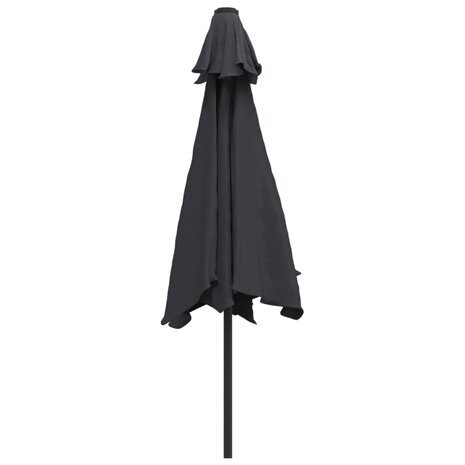 Parasol met LED-verlichting en stalen paal 300 cm zwart