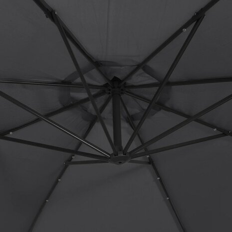 Zweefparasol met LED en stalen paal 300 cm zwart