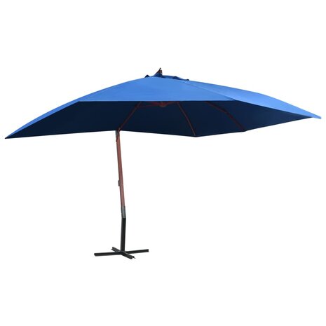 Zweefparasol met houten paal 400x300 cm blauw