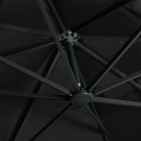 Zweefparasol met LED-verlichting en paal 400x300 cm zwart