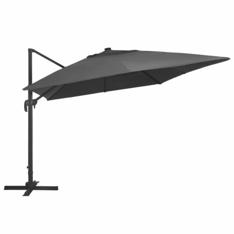 Zweefparasol met LED en aluminium paal 400x300 cm antraciet