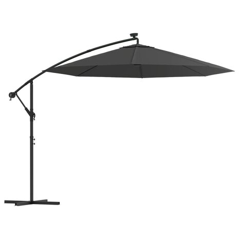 Zweefparasol met LED-verlichting stalen paal 300 cm antraciet
