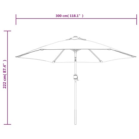 Parasol met metalen paal 300 cm antraciet